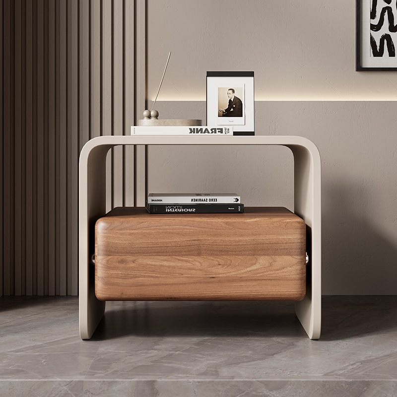 Solid Wood Nightstand 2 Drawers - Luksusowe obrotowe szafki nocne z litego