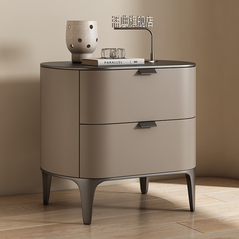 Solid Wood Nightstand 2 Drawers - Luksusowe szafki nocne z mikrofibry, meble