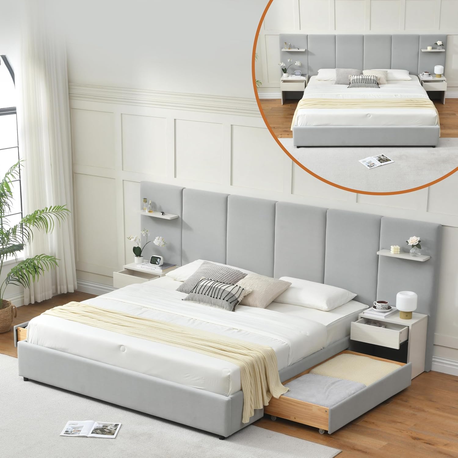 King Size Bed Frame With Storage Drawers - Rama łóżka typu King Size z