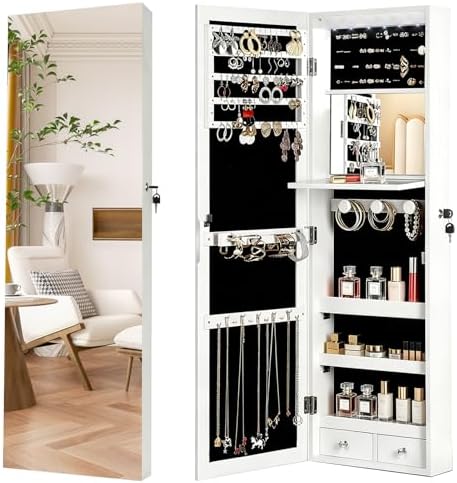 Full Length Mirror Jewelry Armoire - Zamykana szafka na biżuterię z pełnowymiarowym