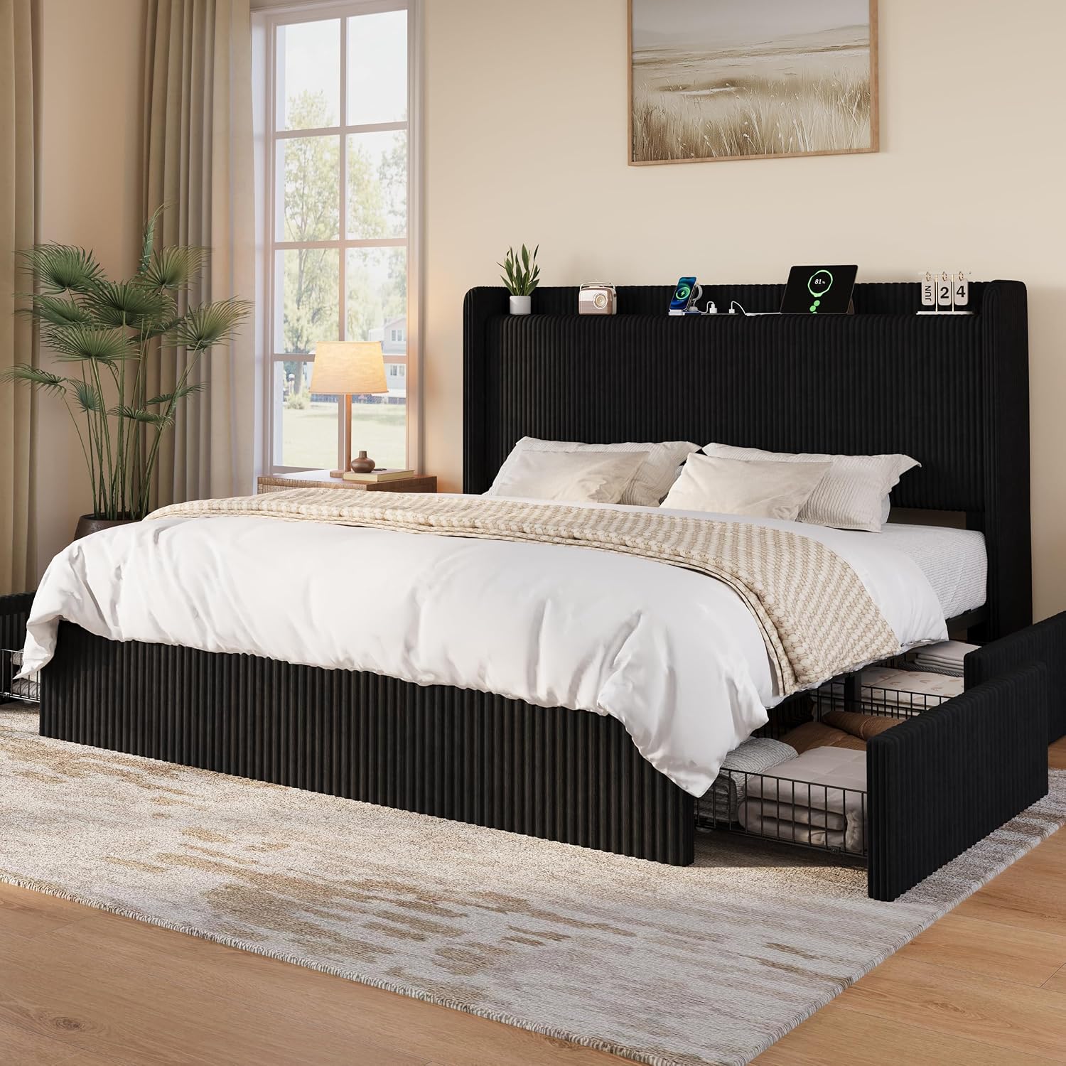 King Size Bed Frame With Storage Drawers - Rama łóżka typu King Size z