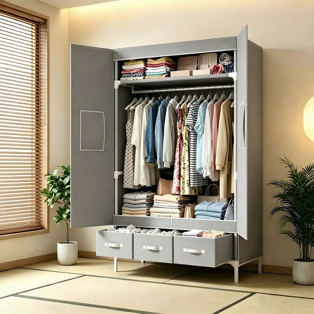 Wardrobe Closet Portable Fabric Cover - Przenośna szafa na ubrania, 57,48 cala,