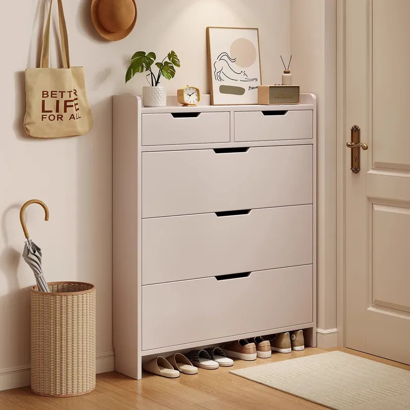 Shoe Rack Cabinet Narrow Entryway - Szafka na buty z litego drewna,