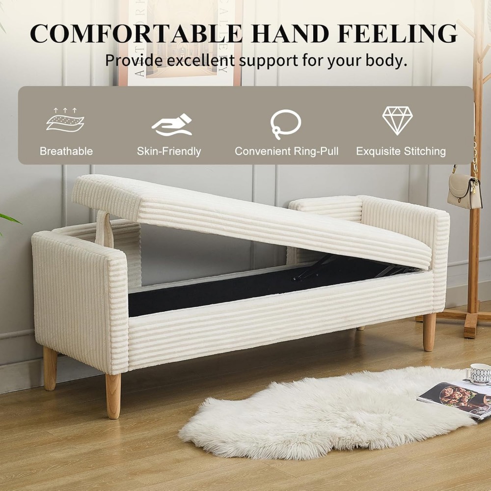 Bedroom Furniture - Ławka z drewnianymi nogami, ławka na