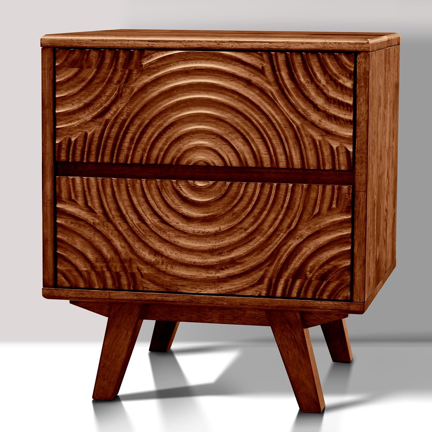 Solid Wood Nightstand 2 Drawers - Stolik nocny z litego drewna akacjowego