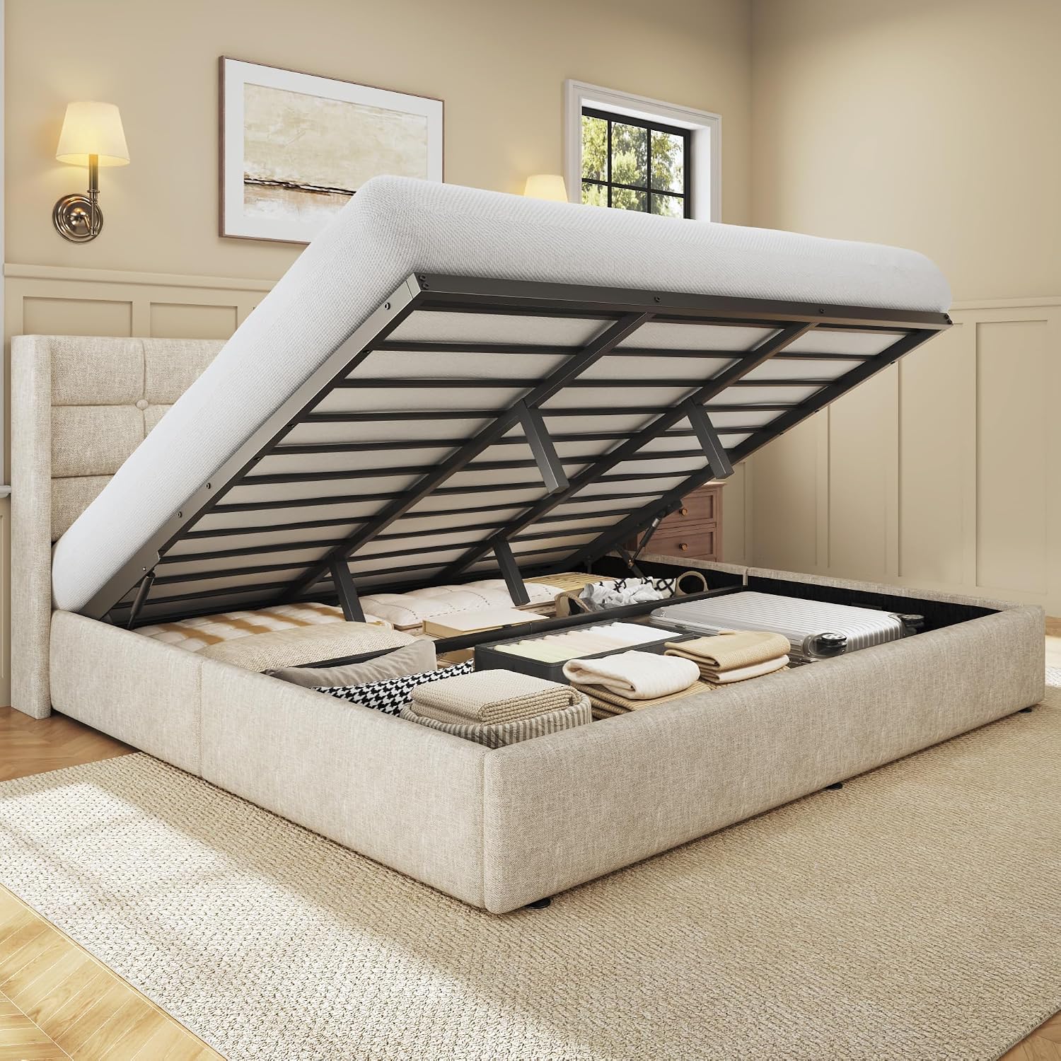 Gas Lift Storage Bed Hydraulic - Łóżko z podnoszonym schowkiem w rozmiarze
