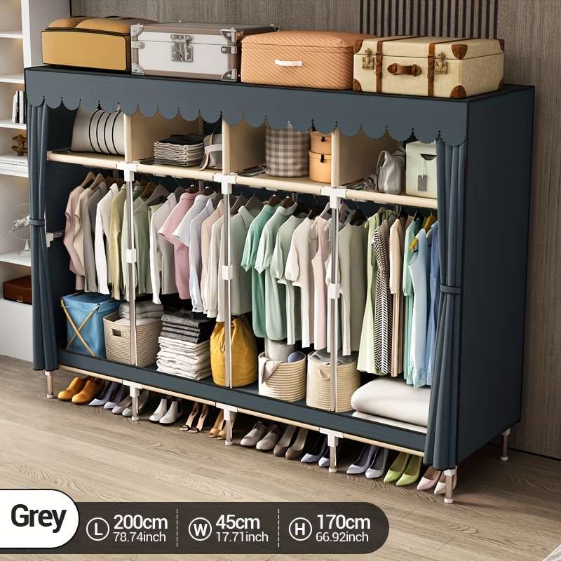Wardrobe Closet Portable Fabric Cover - Metalowa szafa przenośna z ramą, z
