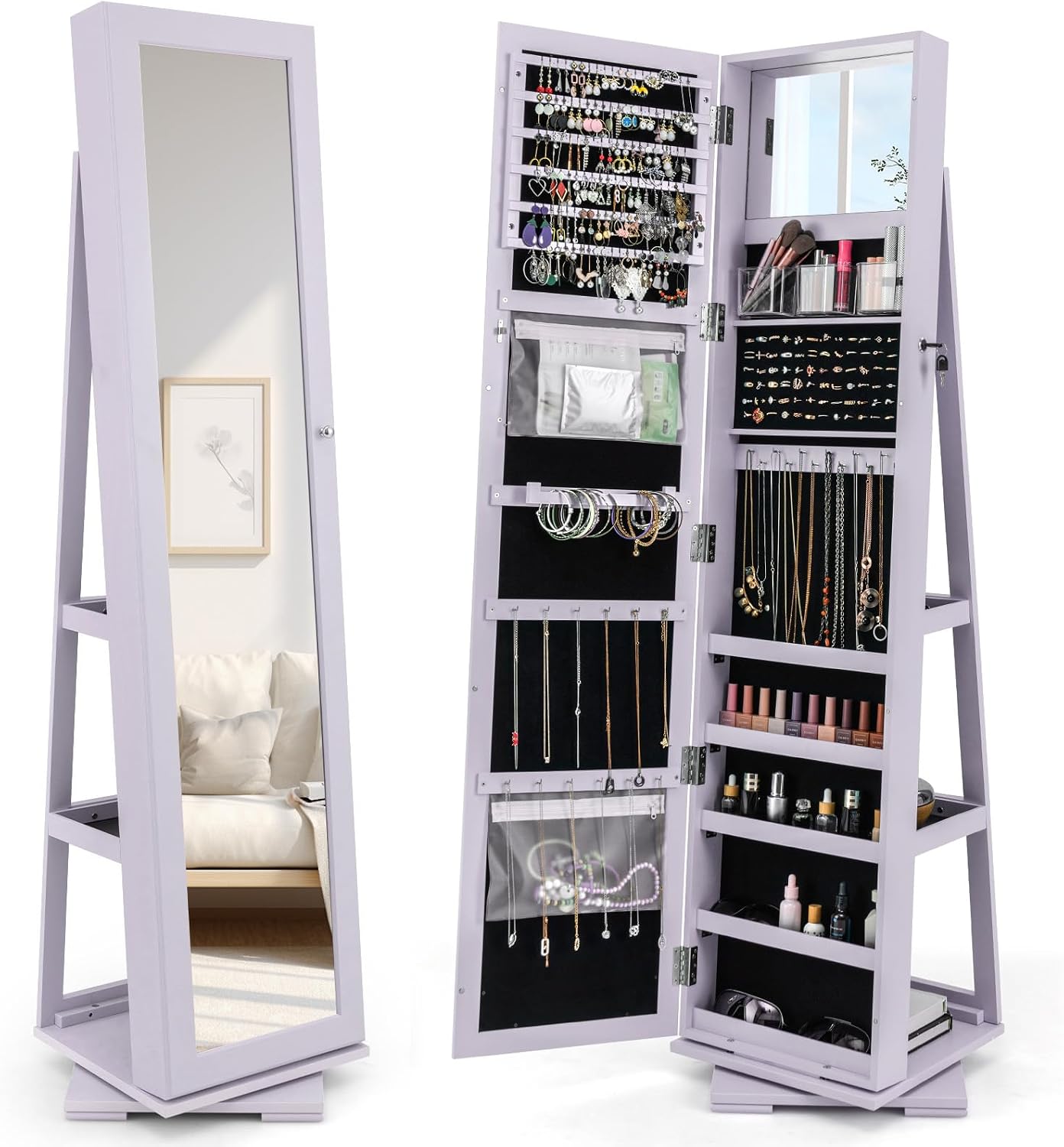 Full Length Mirror Jewelry Armoire - Szafa na biżuterię z obrotowym lustrem