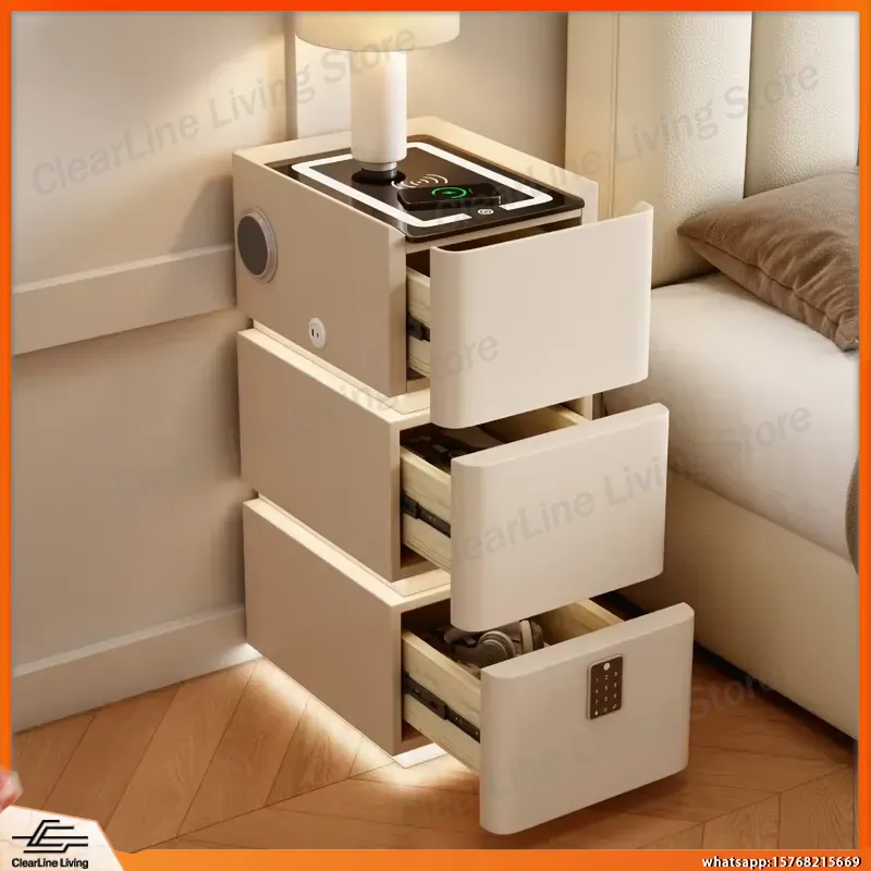Floating Nightstand With Led Light - Ultra Wąska Pływająca Szafka Nocna 3-Poziomowa