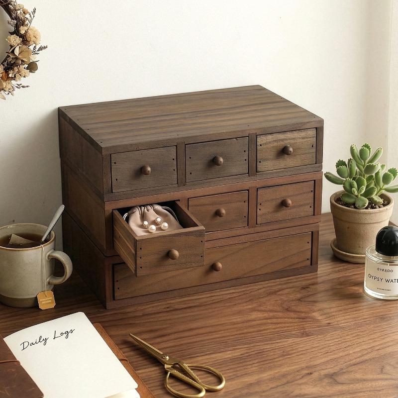 Storage - Drewniana szkatułka na biurko, podwyższająca monitor,