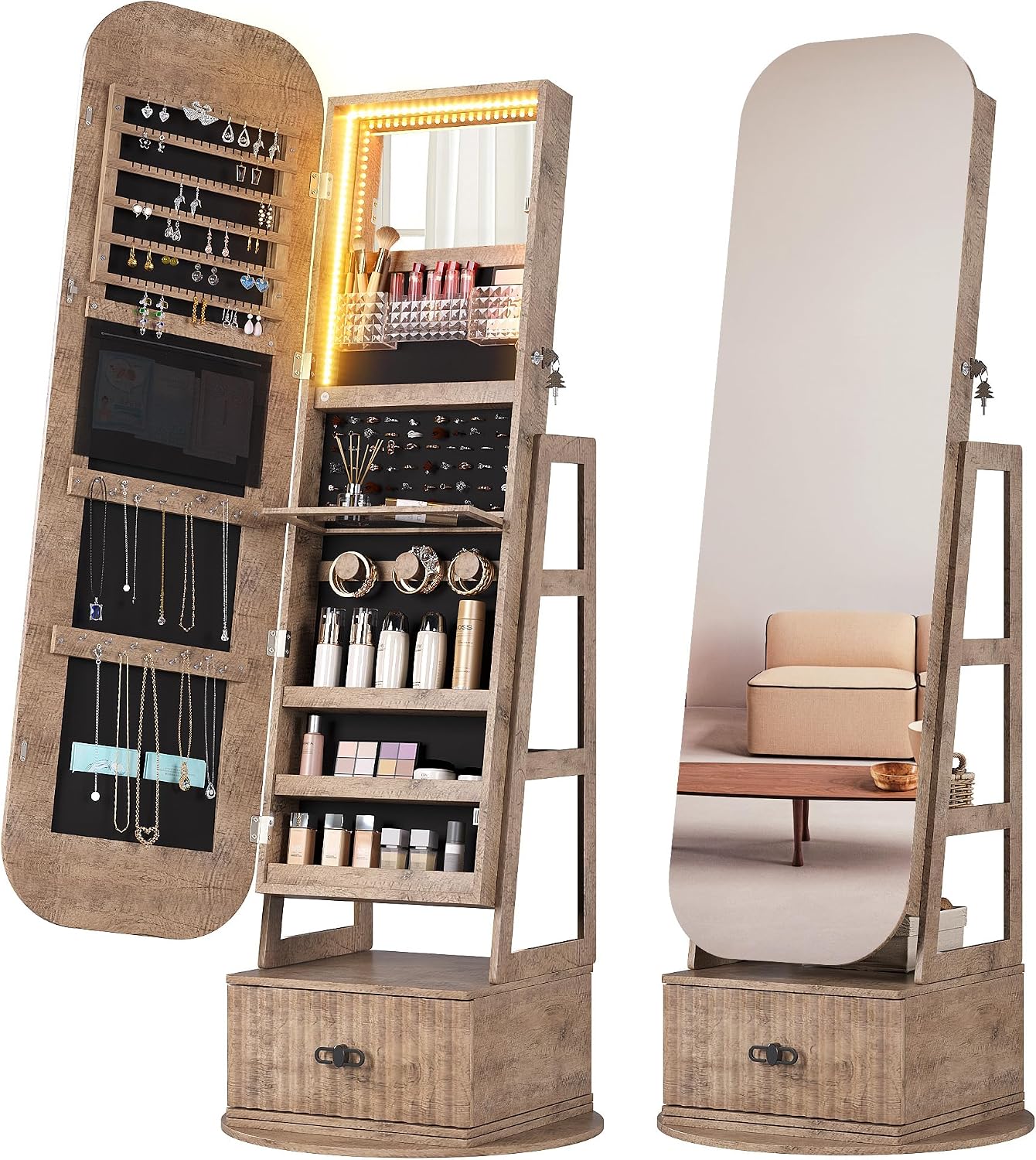 Organizer na biżuterię z obrot – Full Length Mirror Jewelry Armoire recenzja i cena