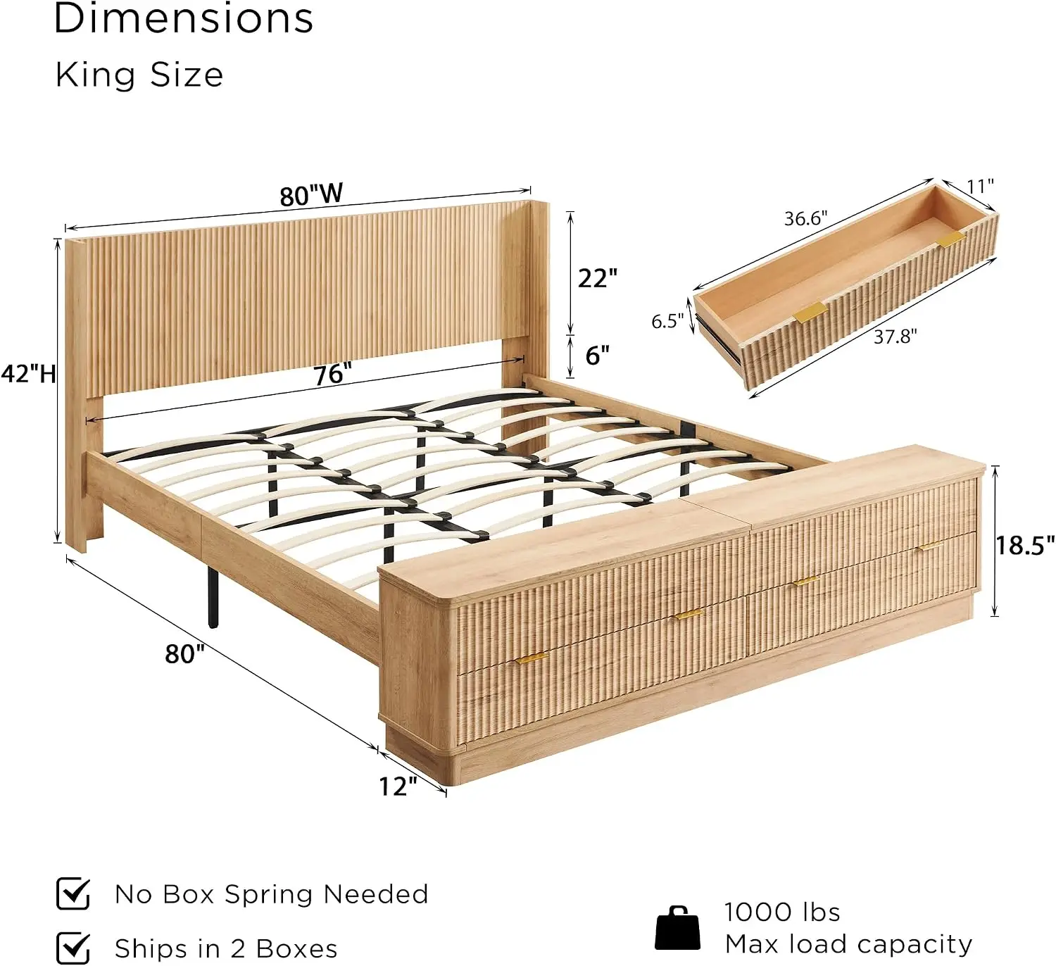 Rama łóżka typu king-size z fr – King Size Bed Frame With Storage Drawers recenzja i cena