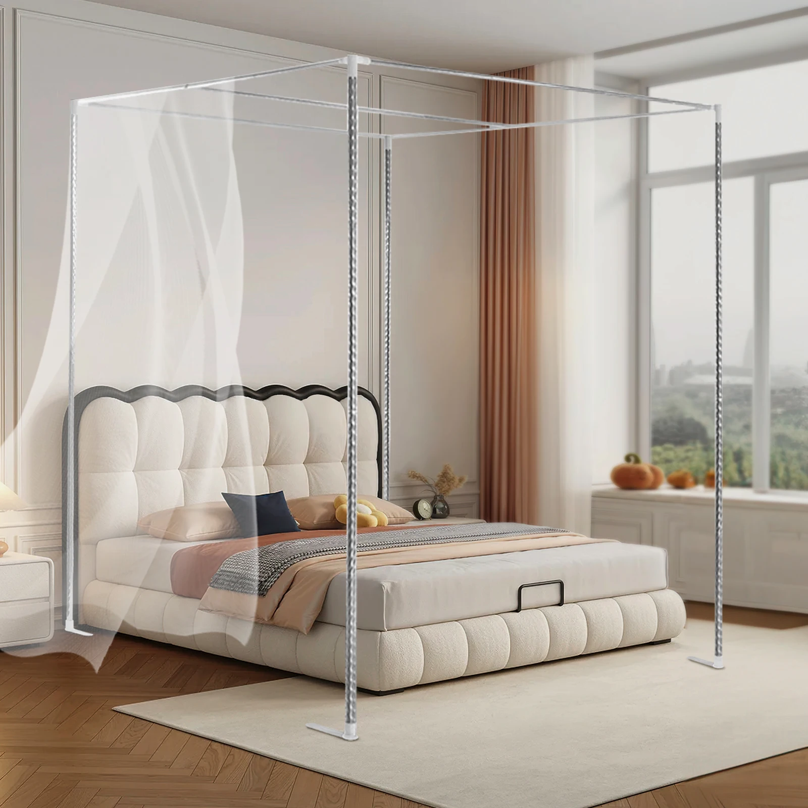 Rama baldachimu na łóżko z czt – Canopy Bed Frame Metal Queen recenzja i cena