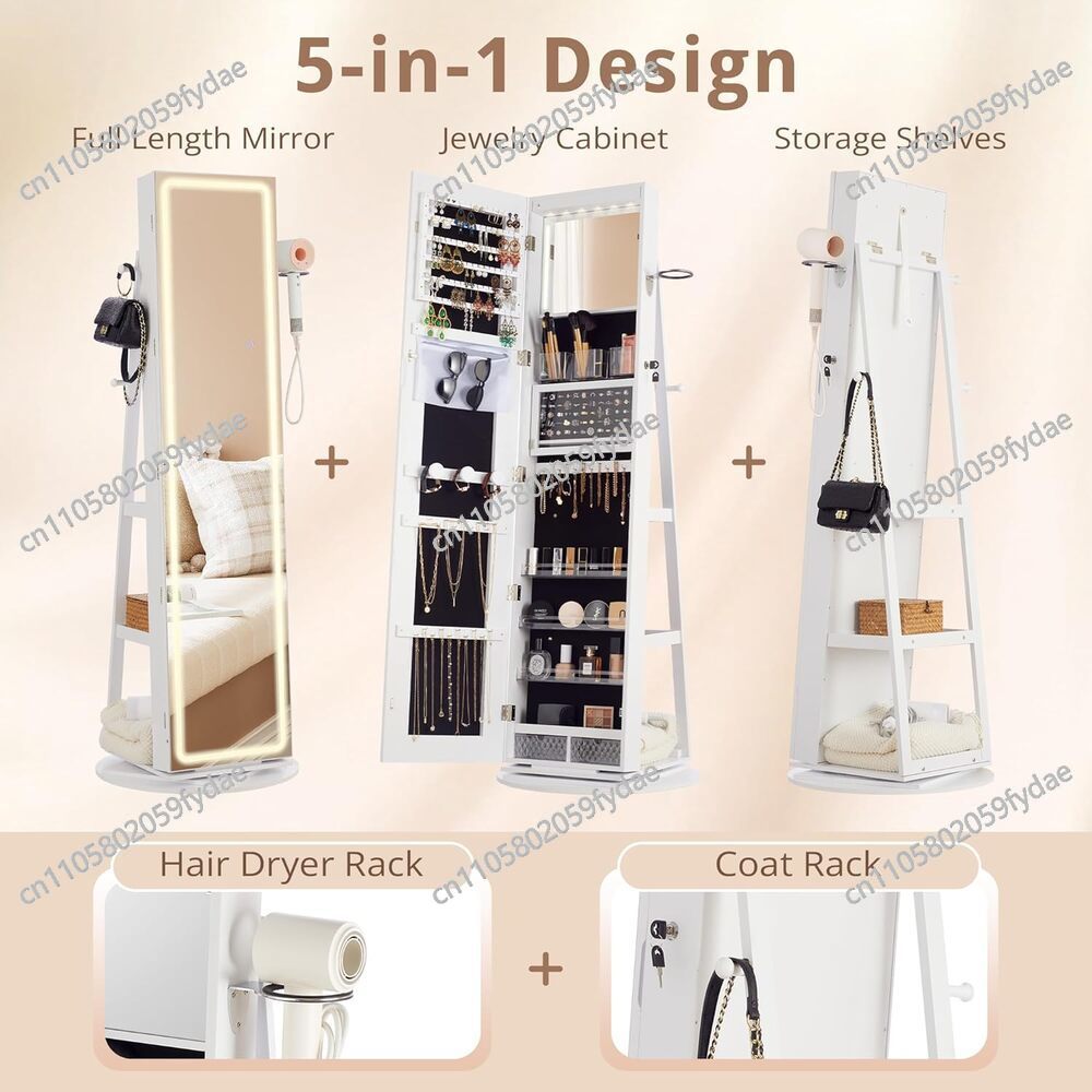 Szafka na biżuterię z lustrem, – Full Length Mirror Jewelry Armoire recenzja i cena