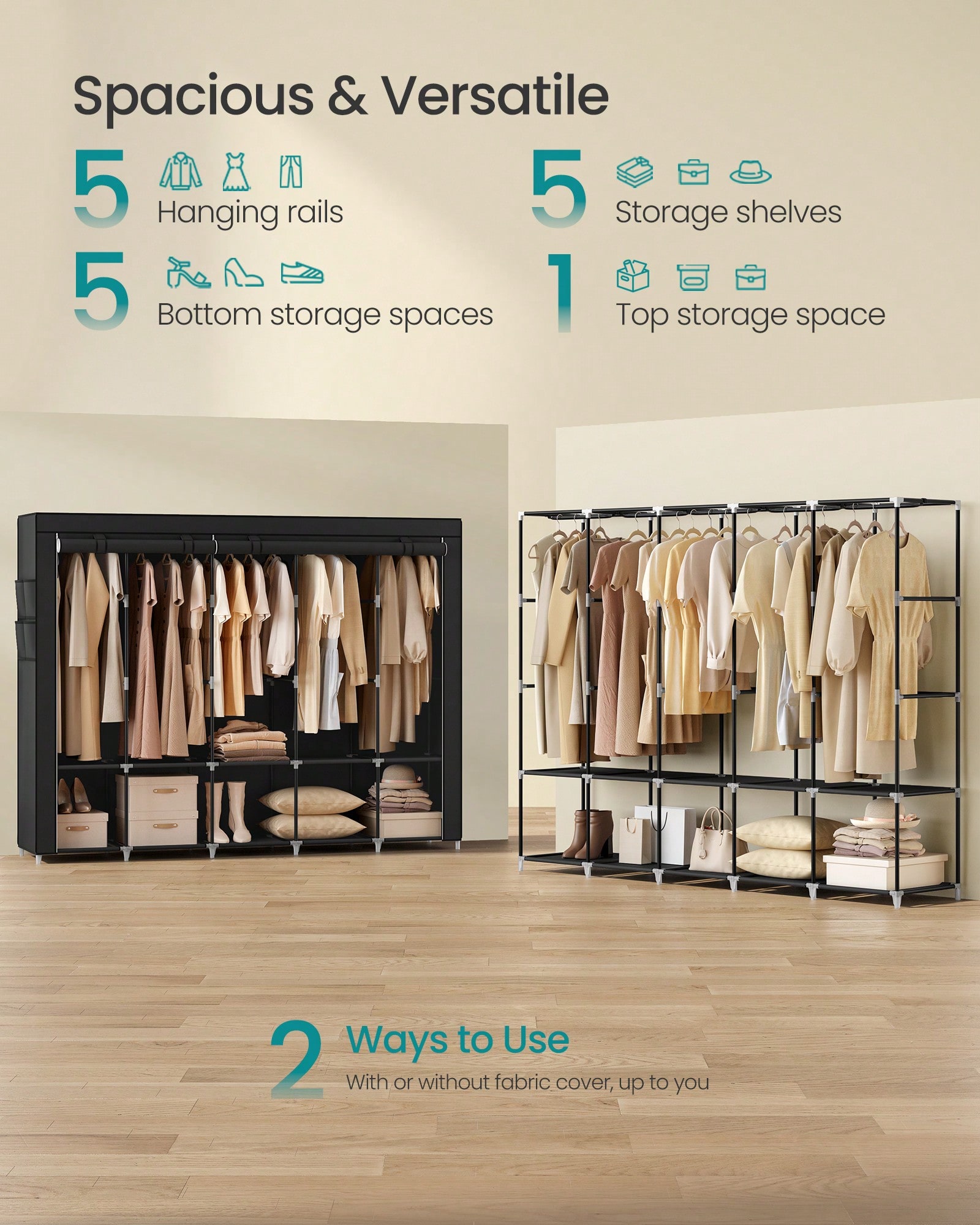 Szafa przenośna o długości 83  – Wardrobe Closet Portable Fabric Cover recenzja i cena