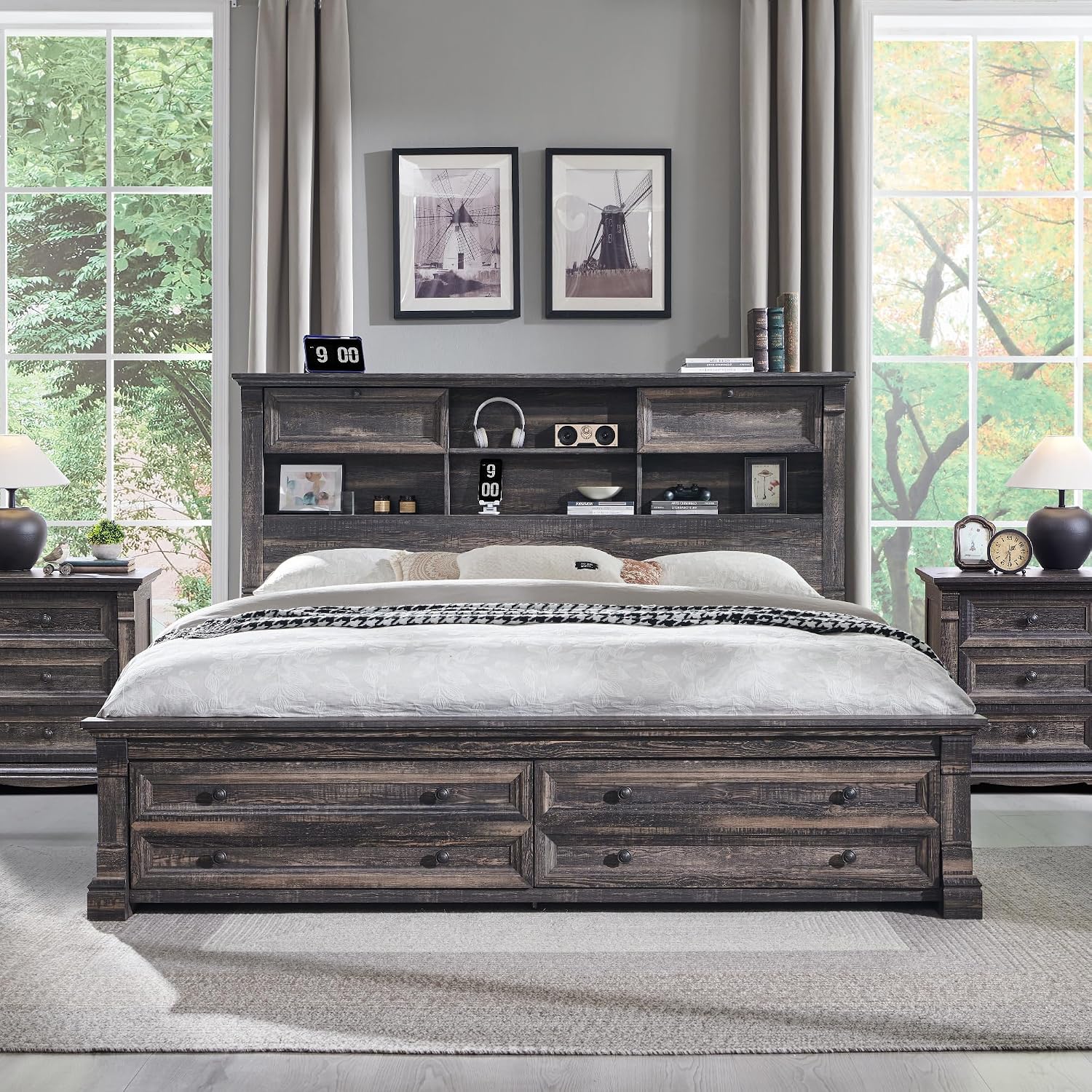 Rama łóżka typu King Size, zag – King Size Bed Frame With Storage Drawers recenzja i cena
