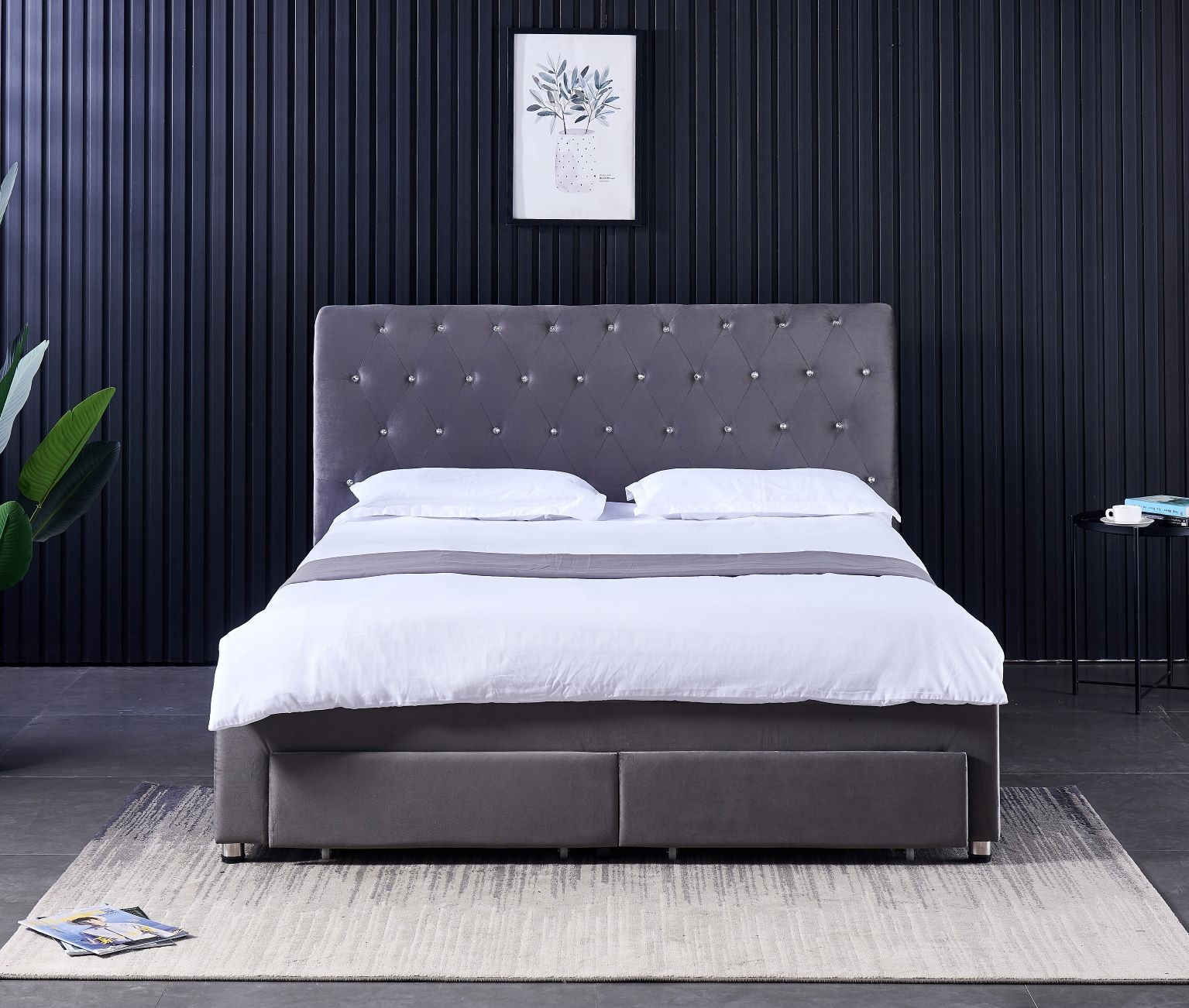 Nowoczesna rama łóżka dwuosobo – King Size Bed Frame With Storage Drawers recenzja i cena