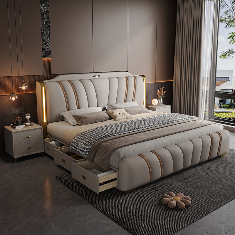 Łóżko drewniane 180x200 cm z s – King Size Bed Frame With Storage Drawers recenzja i cena