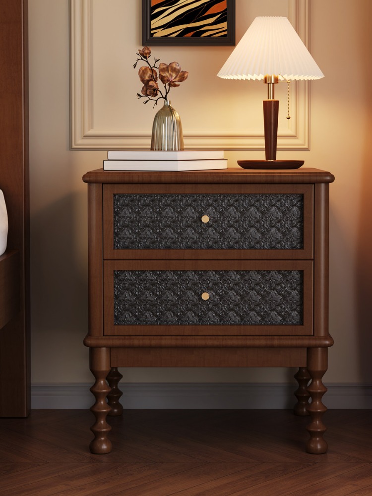 Stoliki nocne w stylu vintage, – Solid Wood Nightstand 2 Drawers recenzja i cena
