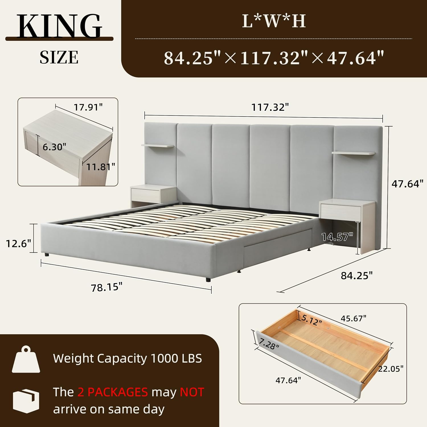 Rama łóżka typu King Size z mi – King Size Bed Frame With Storage Drawers recenzja i cena