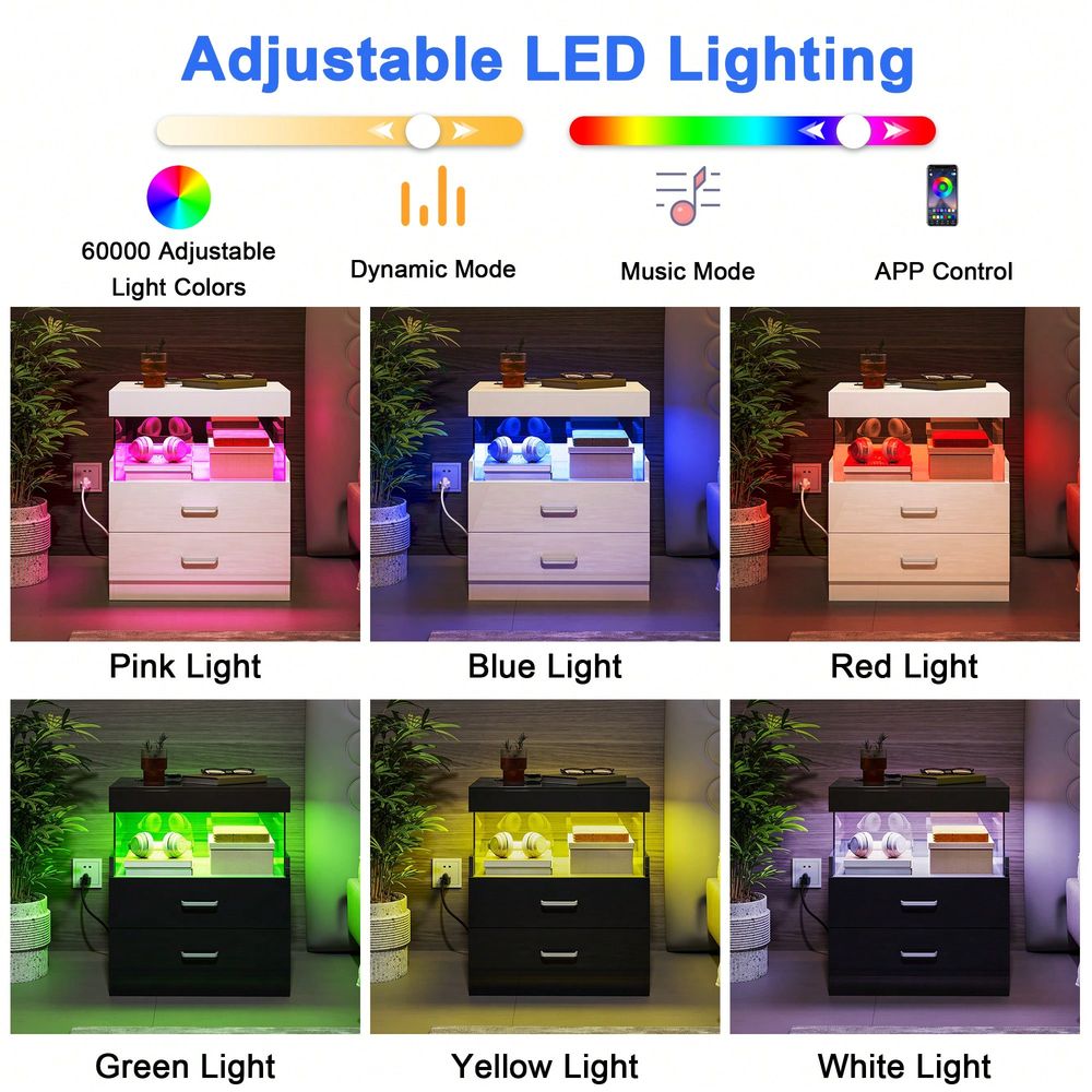Czarna szafka nocna z diodami  – Floating Nightstand With Led Light recenzja i cena