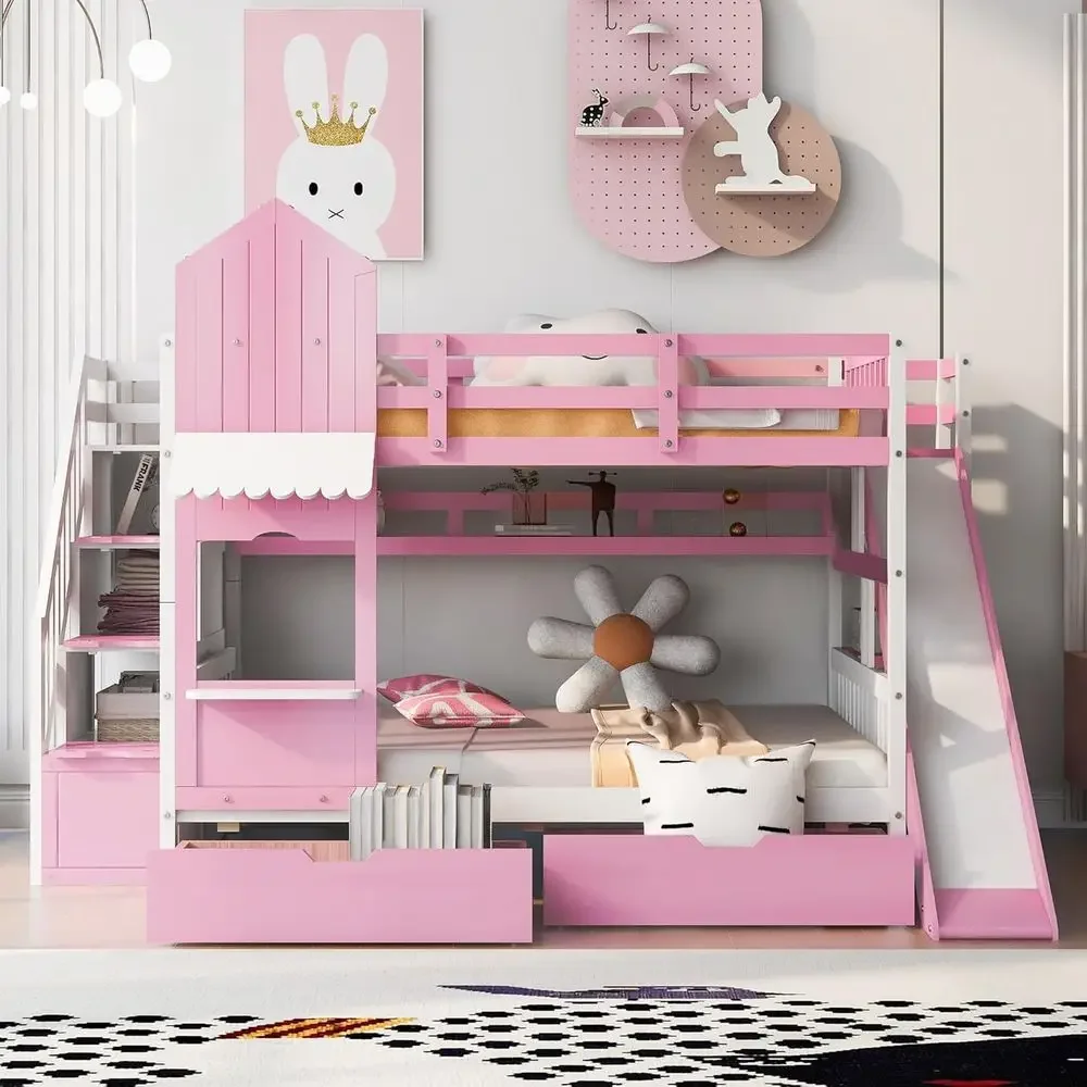 Łóżko piętrowe dla dzieci ze s – Bunk Bed With Stairs And Slide recenzja i cena