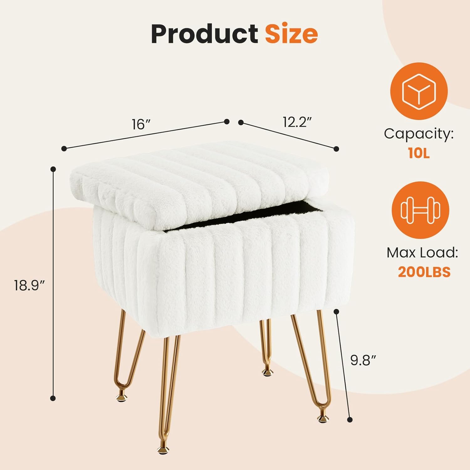 Biały taboret do toaletki, mię – Bedroom Furniture recenzja i cena
