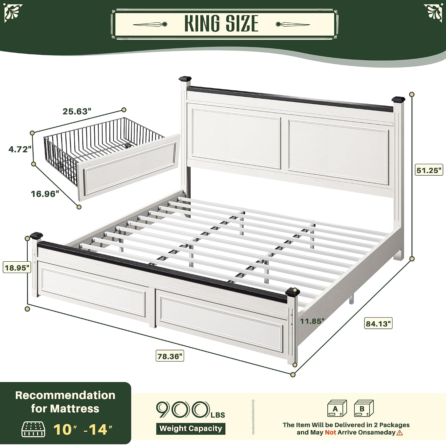 Rama łóżka typu King Size z za – King Size Bed Frame With Storage Drawers recenzja i cena