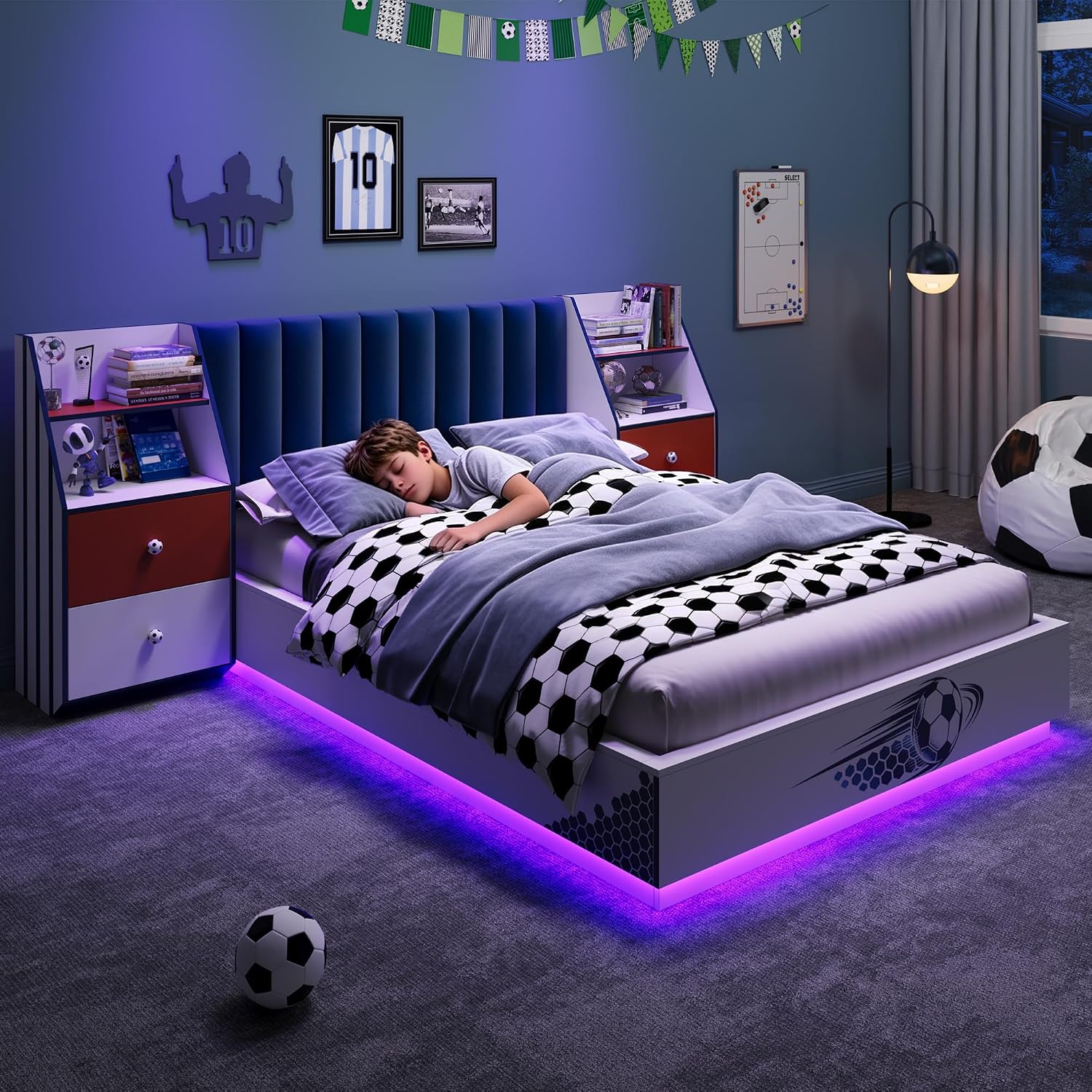 Pełnowymiarowe łóżko wiszące z – Floating Nightstand With Led Light recenzja i cena