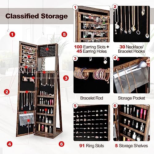 Szafka na biżuterię z lustrem  – Full Length Mirror Jewelry Armoire recenzja i cena