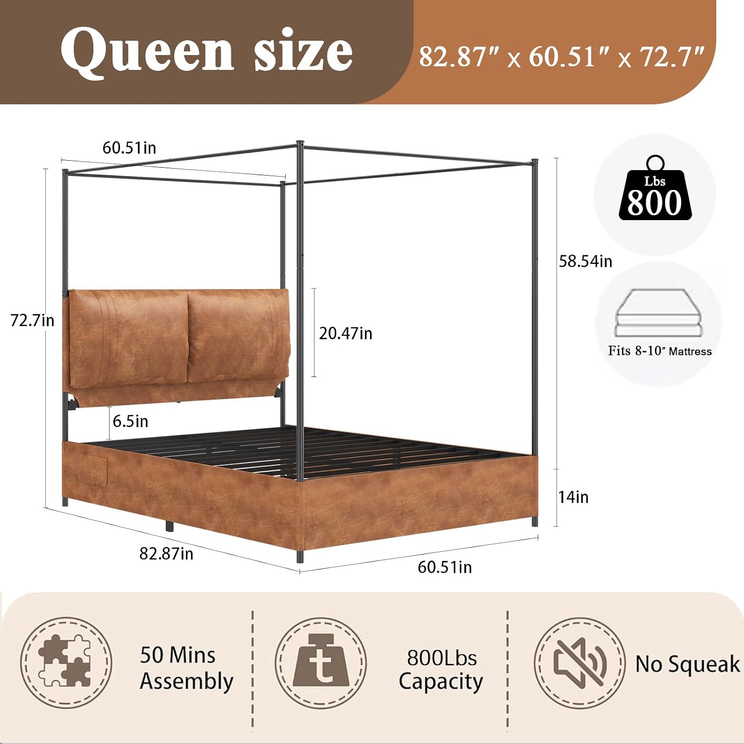 Rama łóżka typu queen z baldac – Canopy Bed Frame Metal Queen recenzja i cena