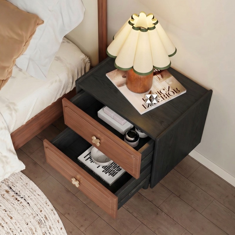 Meble do domu, czarna szafka n – Solid Wood Nightstand 2 Drawers recenzja i cena