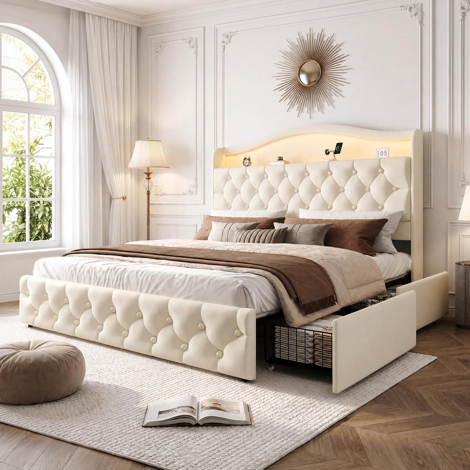 Rama łóżka typu platforma w ro – King Size Bed Frame With Storage Drawers recenzja i cena