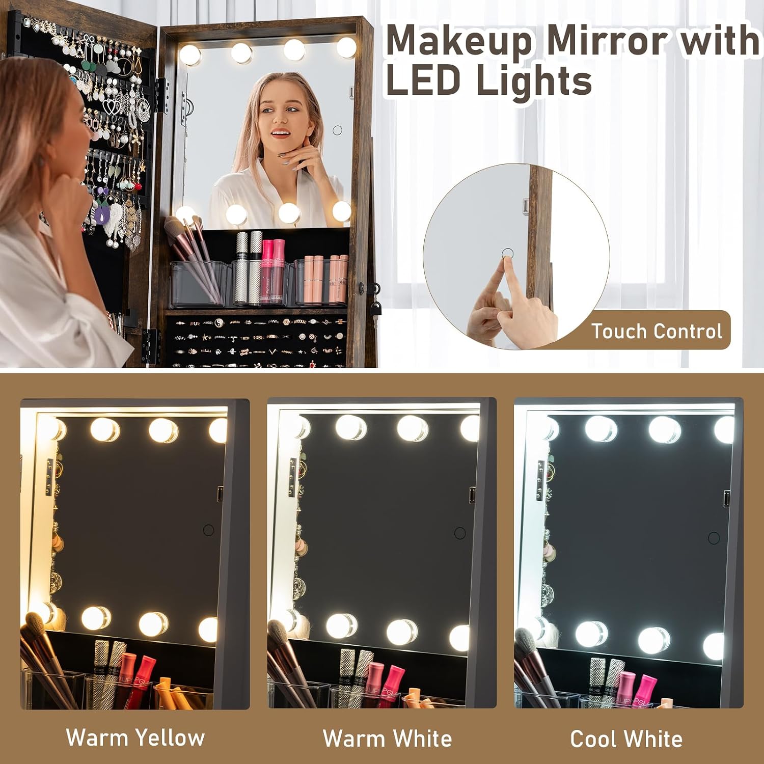 Obrotowa szafa na biżuterię z  – Full Length Mirror Jewelry Armoire recenzja i cena