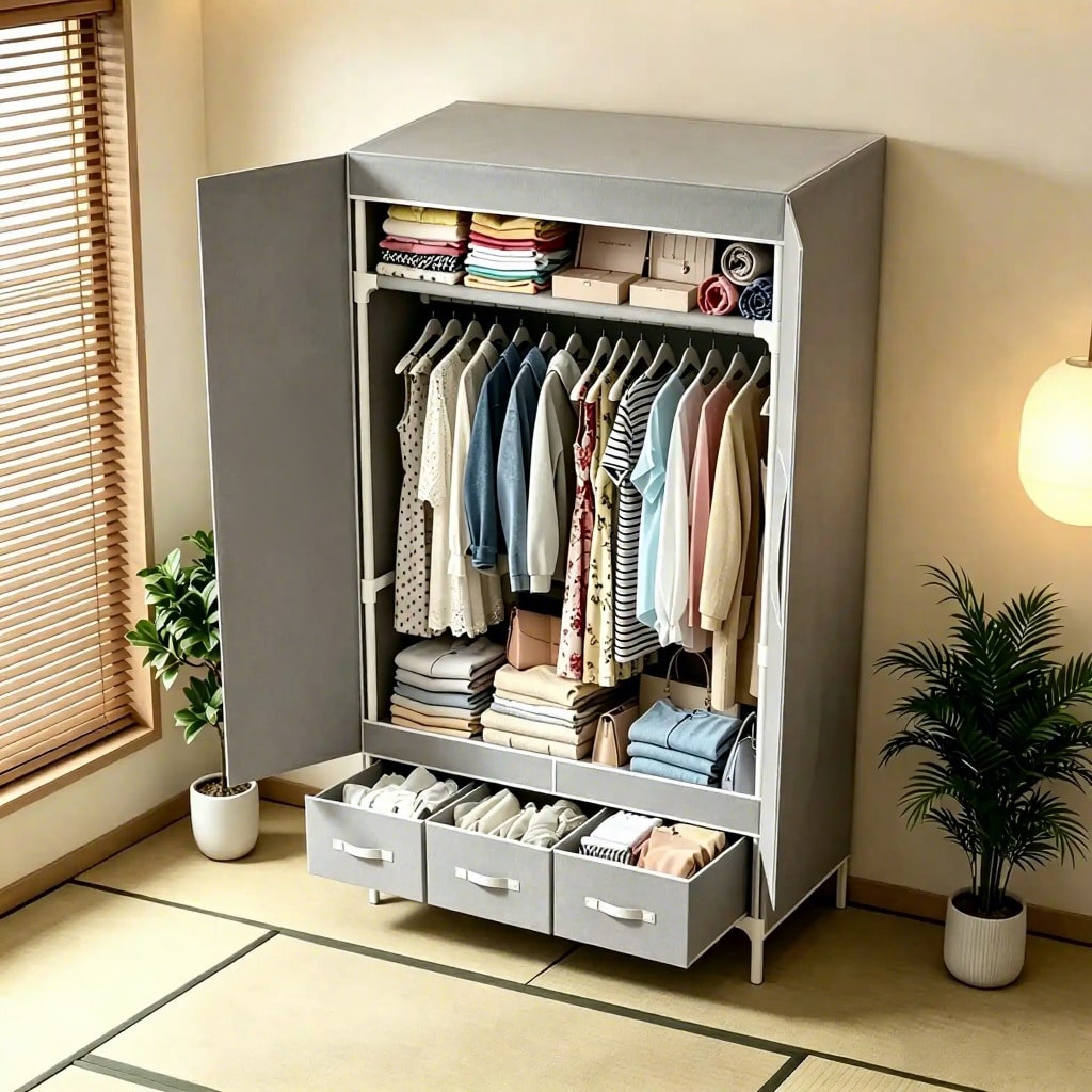 Przenośna szafa na ubrania, 57 – Wardrobe Closet Portable Fabric Cover recenzja i cena