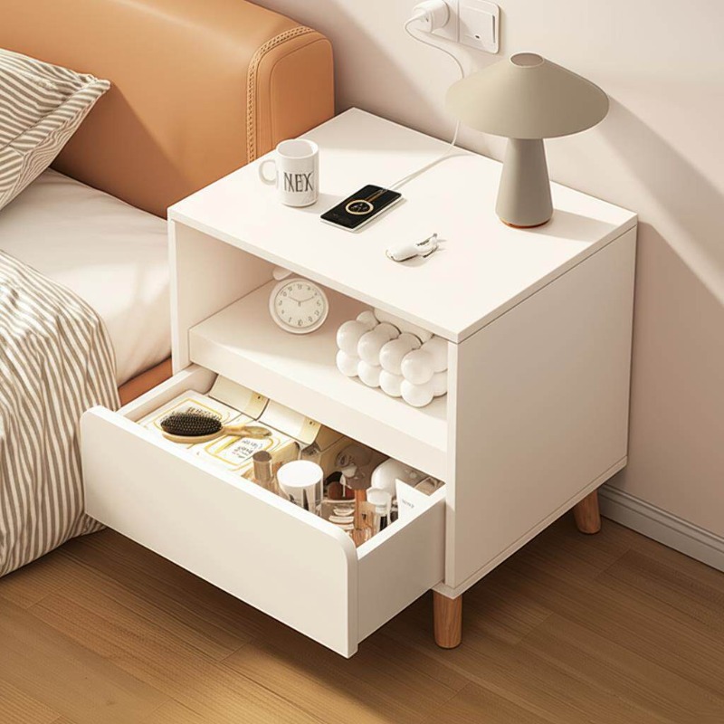 Biały stolik nocny Sypialnia z – Solid Wood Nightstand 2 Drawers recenzja i cena