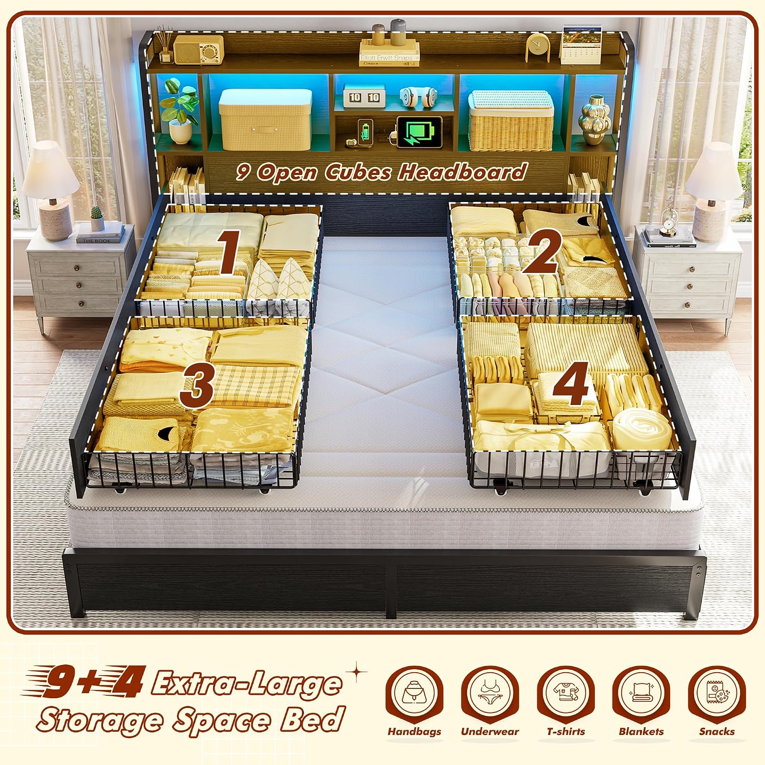 Rama łóżka typu King Size z za – King Size Bed Frame With Storage Drawers recenzja i cena