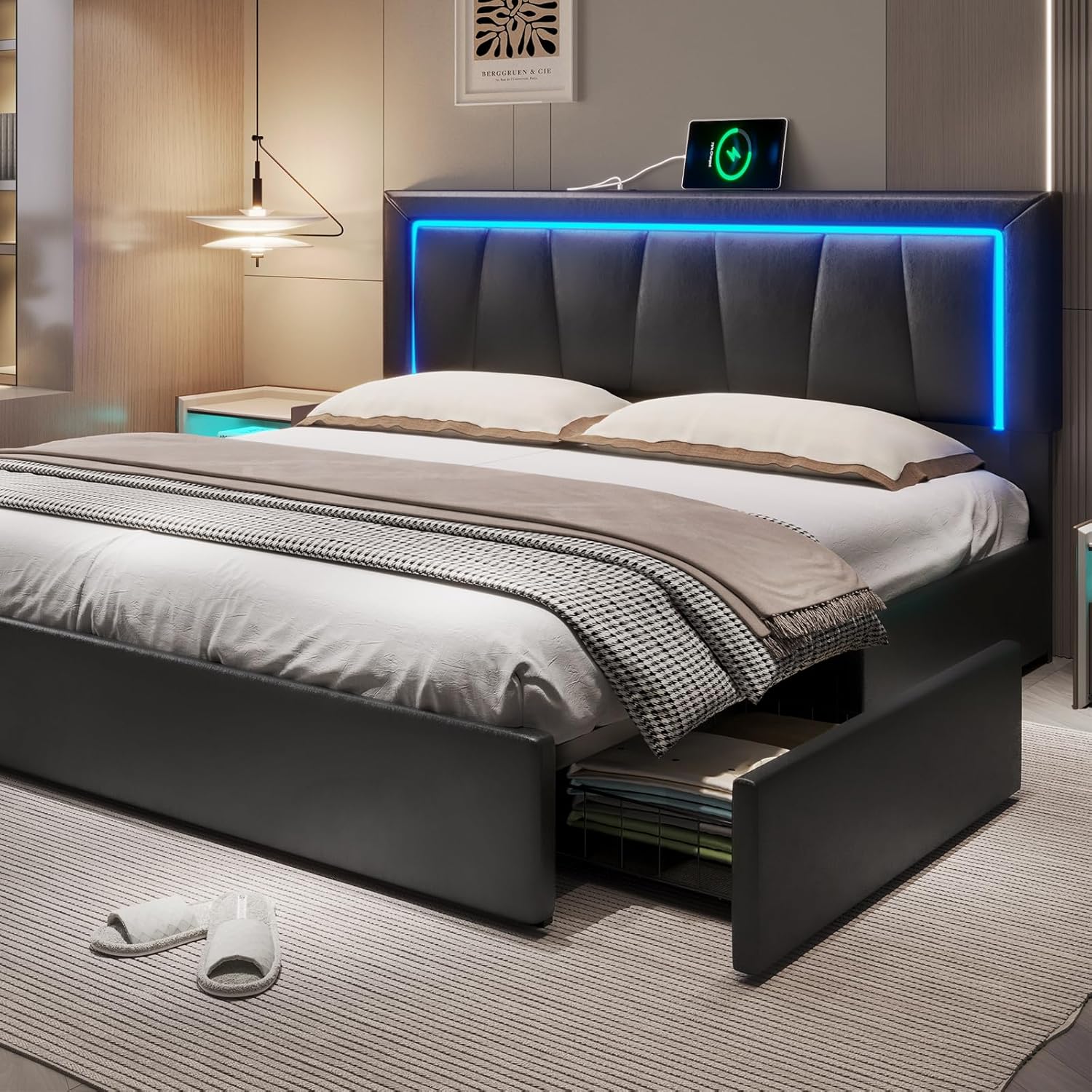 Rama łóżka California King z 4 – King Size Bed Frame With Storage Drawers recenzja i cena
