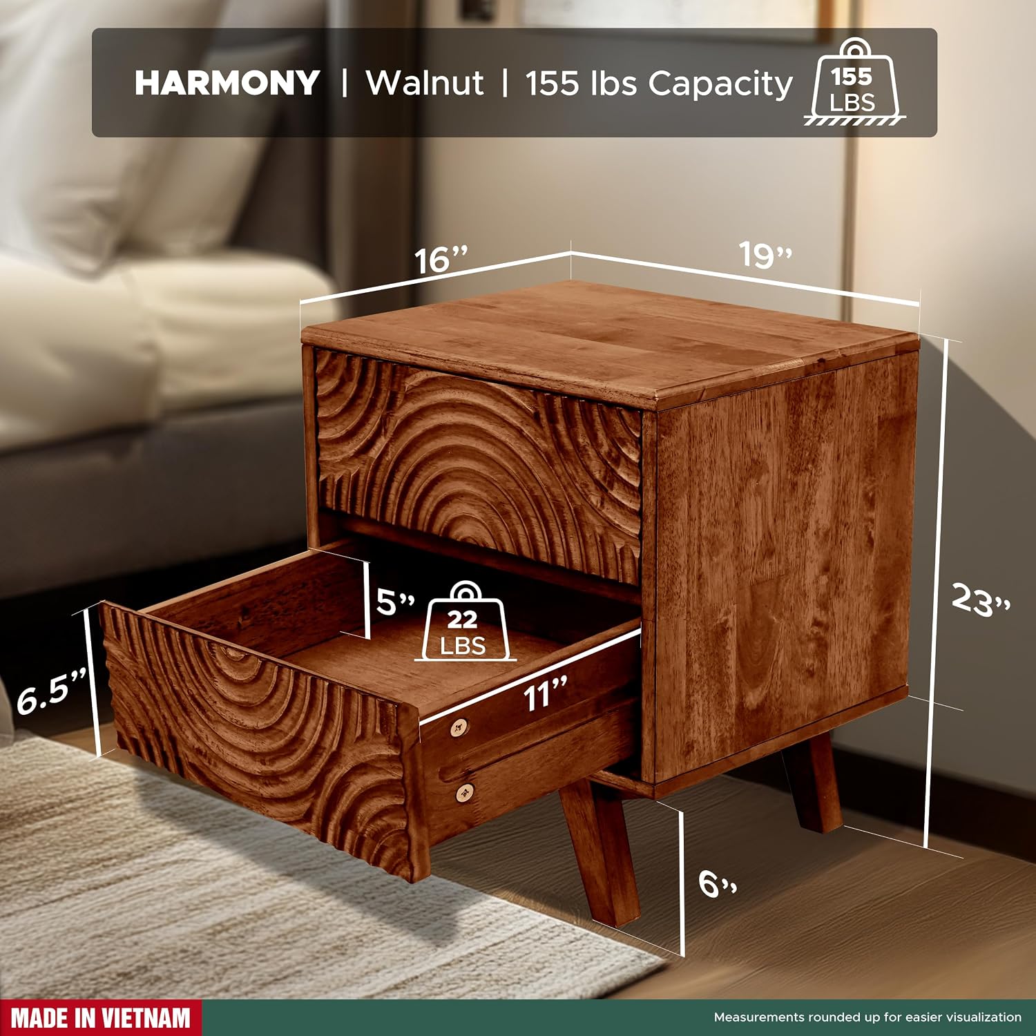 Stolik nocny z litego drewna a – Solid Wood Nightstand 2 Drawers recenzja i cena