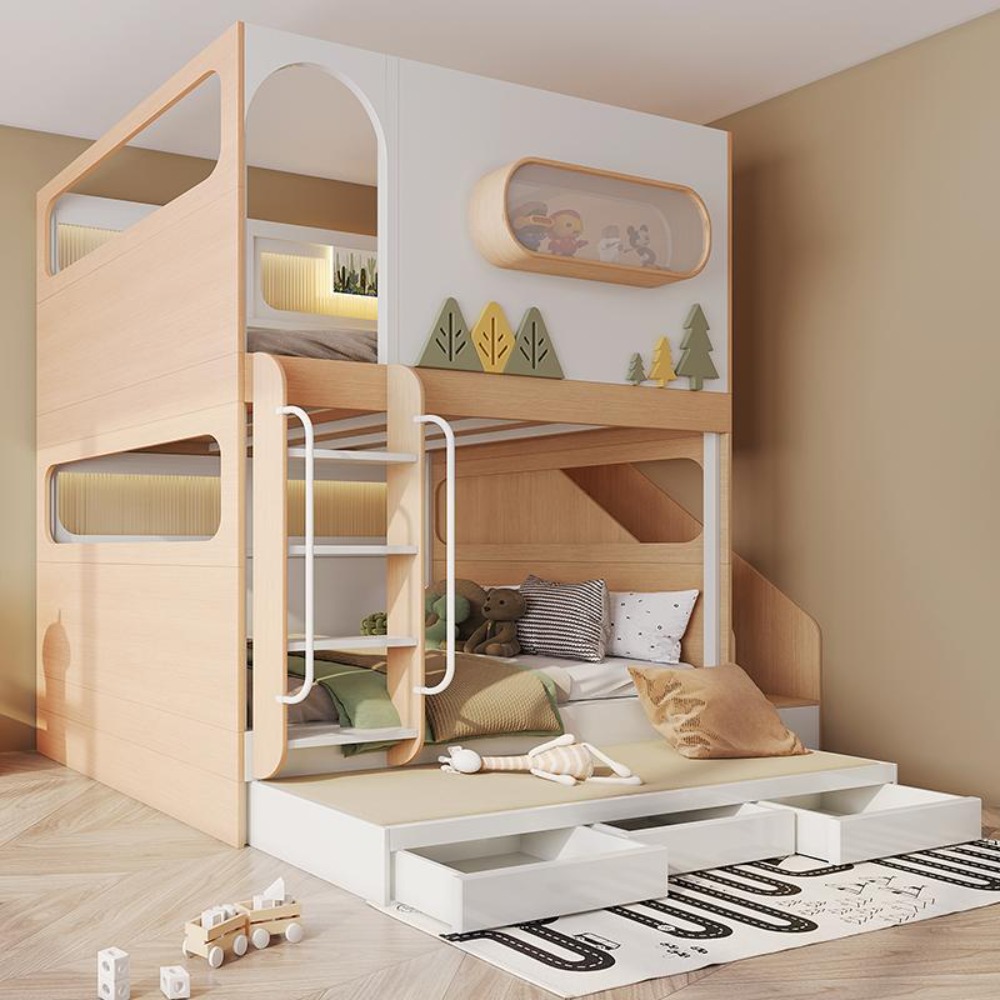 Łóżko piętrowe w kształcie kap – Bunk Bed With Stairs And Slide recenzja i cena