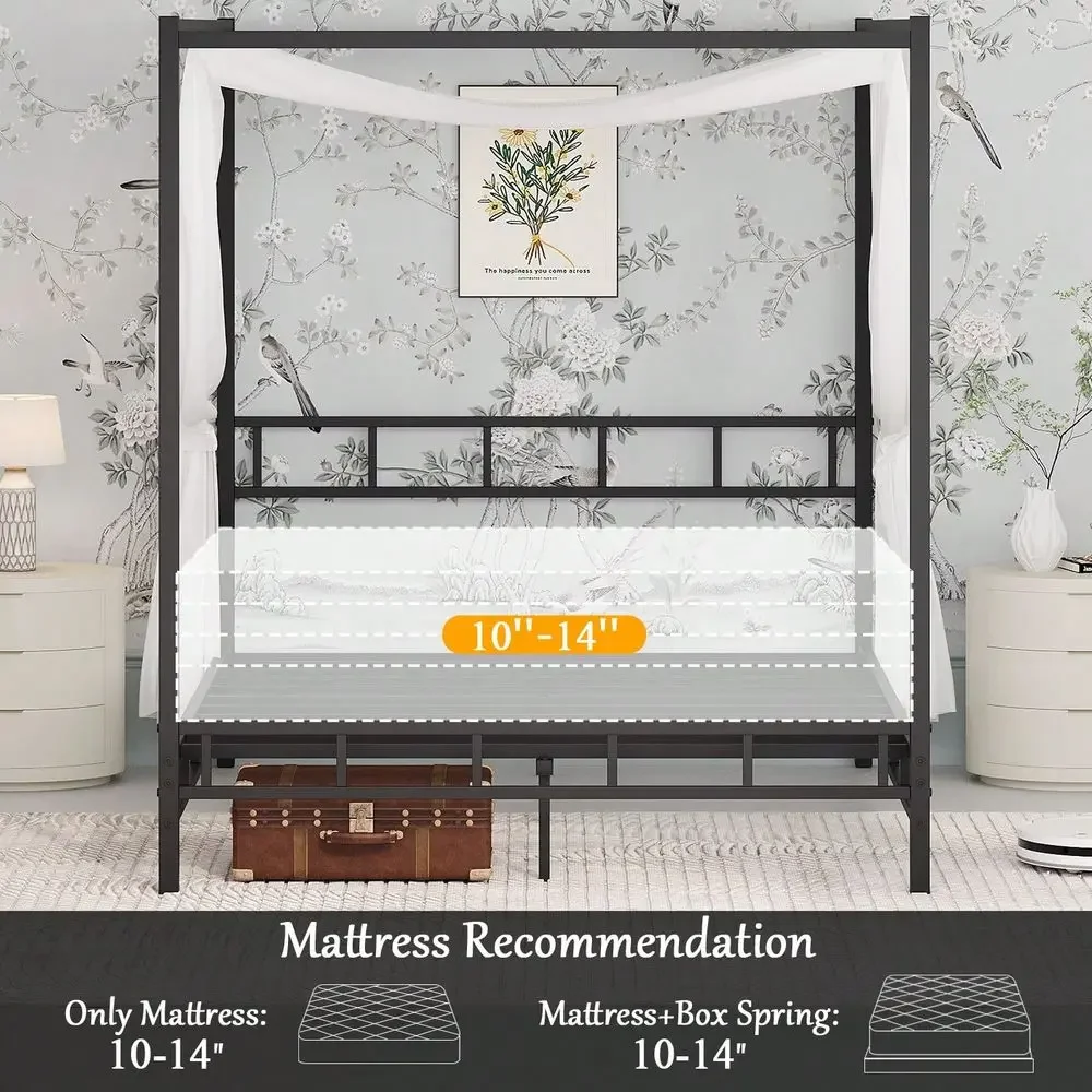 Metalowa rama łóżka z baldachi – Canopy Bed Frame Metal Queen recenzja i cena