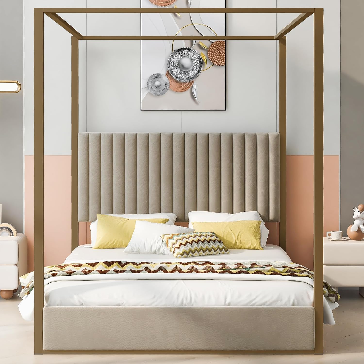 Nowoczesne łóżko z baldachimem – Canopy Bed Frame Metal Queen recenzja i cena