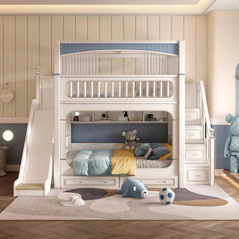 Nowoczesne białe zestawy mebli – Bunk Bed With Stairs And Slide recenzja i cena