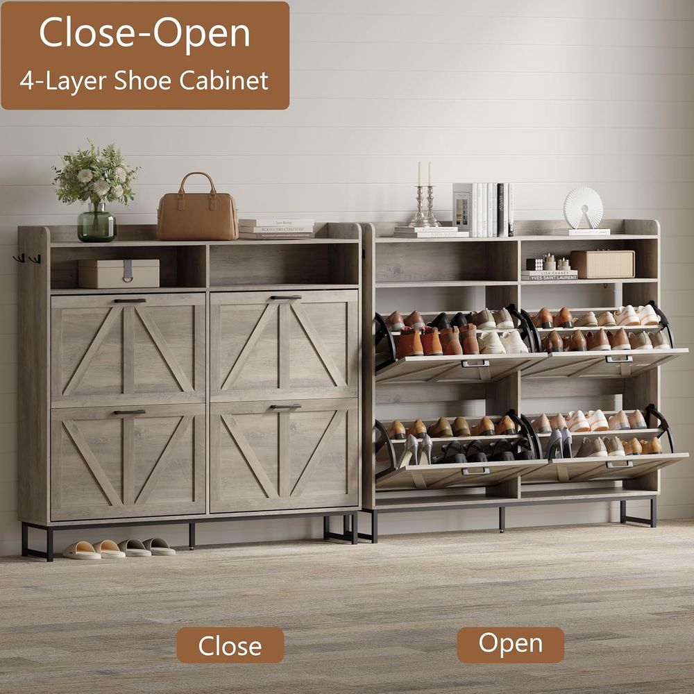 Szafka na buty z 4 półkami, sz – Shoe Rack Cabinet Narrow Entryway recenzja i cena