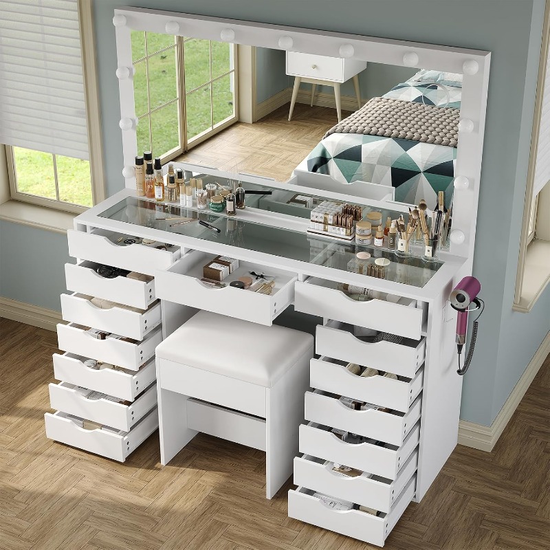 Toaletka Yanosaku z lustrem i  – Dressing Table Vanity With Lighted Mirror recenzja i cena