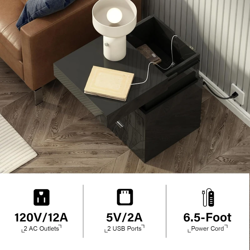 Stolik nocny LED z stacją łado – Solid Wood Nightstand 2 Drawers recenzja i cena