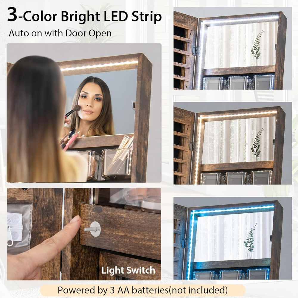 CHARMAID Stojąca szafka na biż – Full Length Mirror Jewelry Armoire recenzja i cena