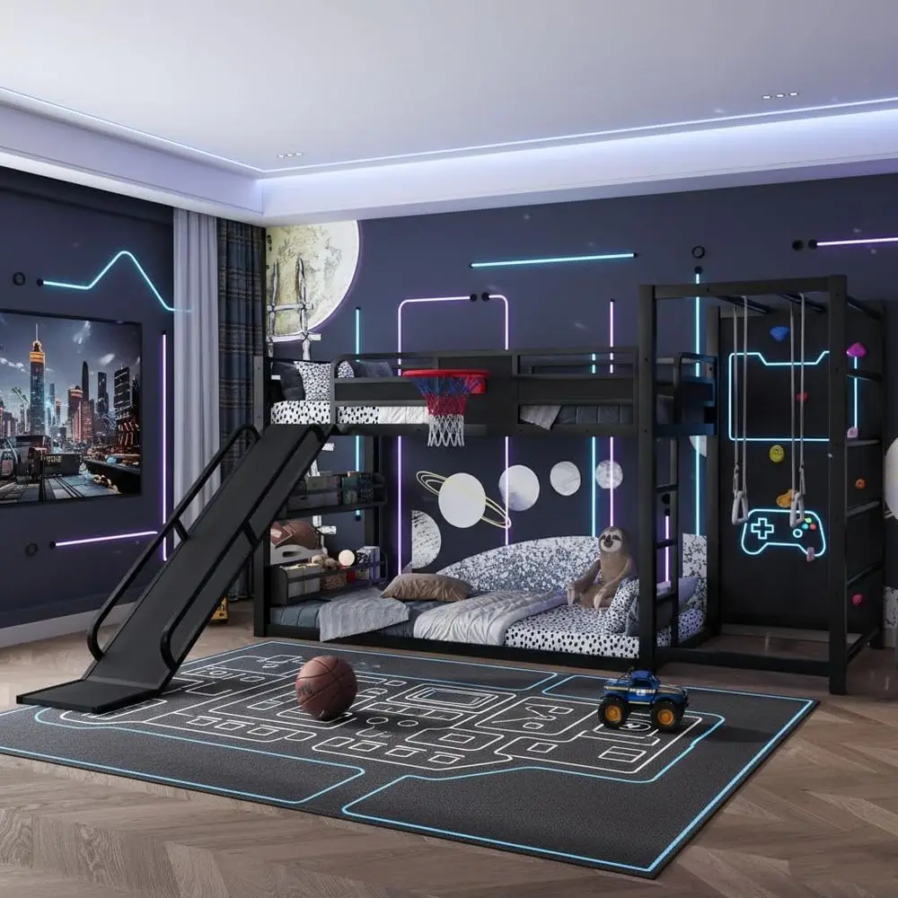 Metalowa łóżko piętrowe z kosz – Bunk Bed With Stairs And Slide recenzja i cena