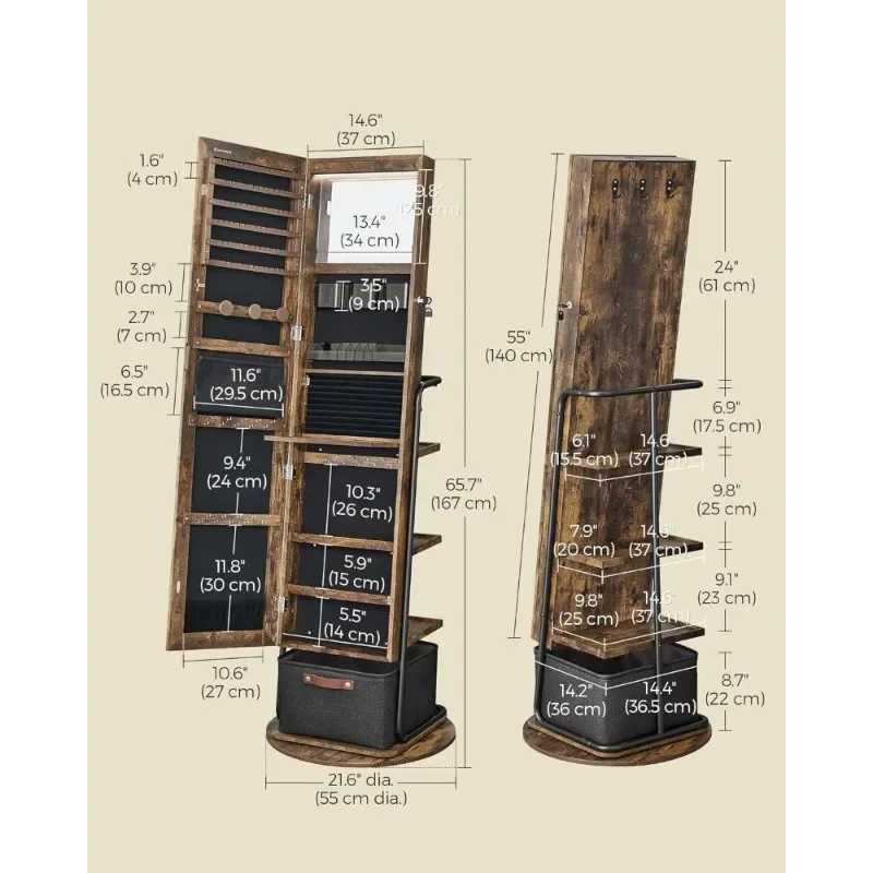 l 360 °   Szafka na biżuterię  – Full Length Mirror Jewelry Armoire recenzja i cena